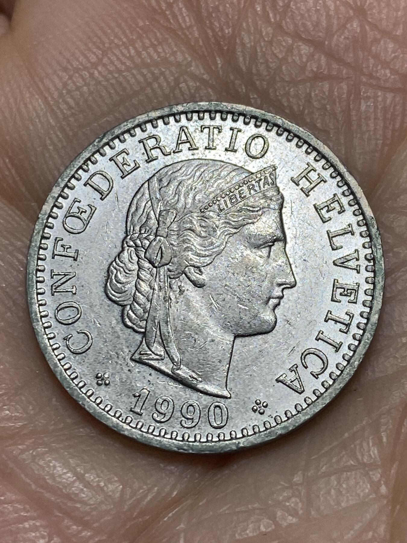 2025年第一百一十九场(总第一百四十五场）外国好品散币(免佣金) 瑞士🇨🇭1990年20分(B标伯尔尼造)