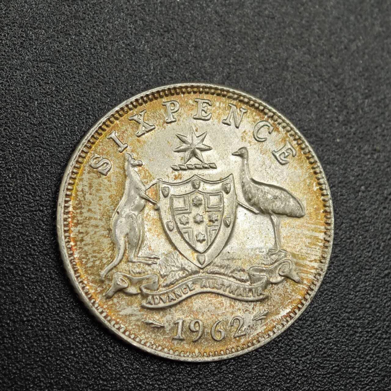 【淘币小摊】实时拍第七百七十九拍   散币场   满百包邮可预留二周 每周一统一发货   澳大利亚1962年6便士银币