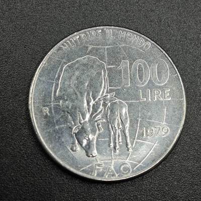 【淘币小摊】实时拍第七百七十九拍   散币场   满百包邮可预留二周 每周一统一发货   - 意大利1979年100里拉纪念币