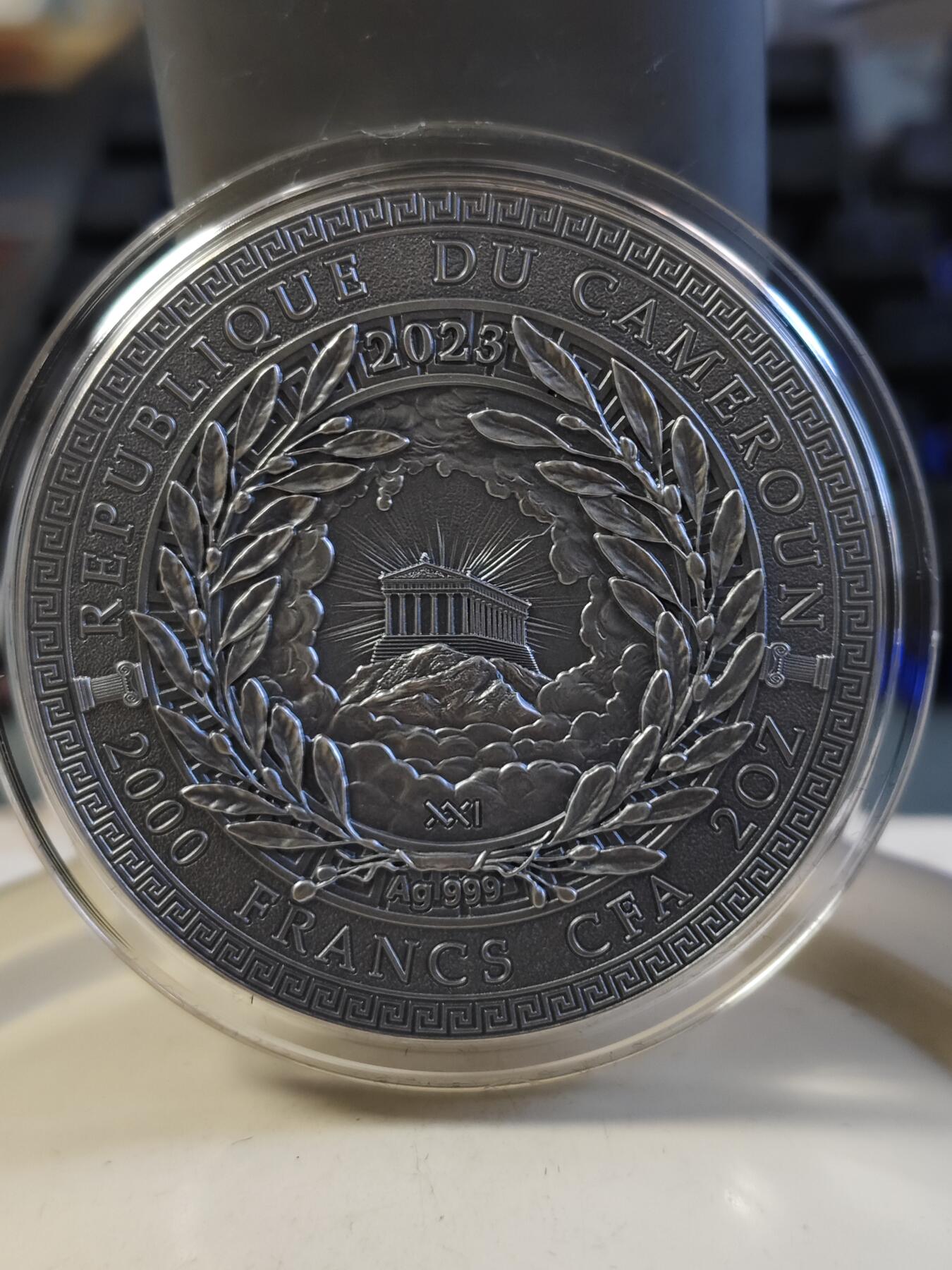 第180期拍卖【长期征集拍品】【北京币展专场】 喀麦隆2023年希腊神话生育女神得墨忒耳2盎司纪念银币，999银，发行500枚