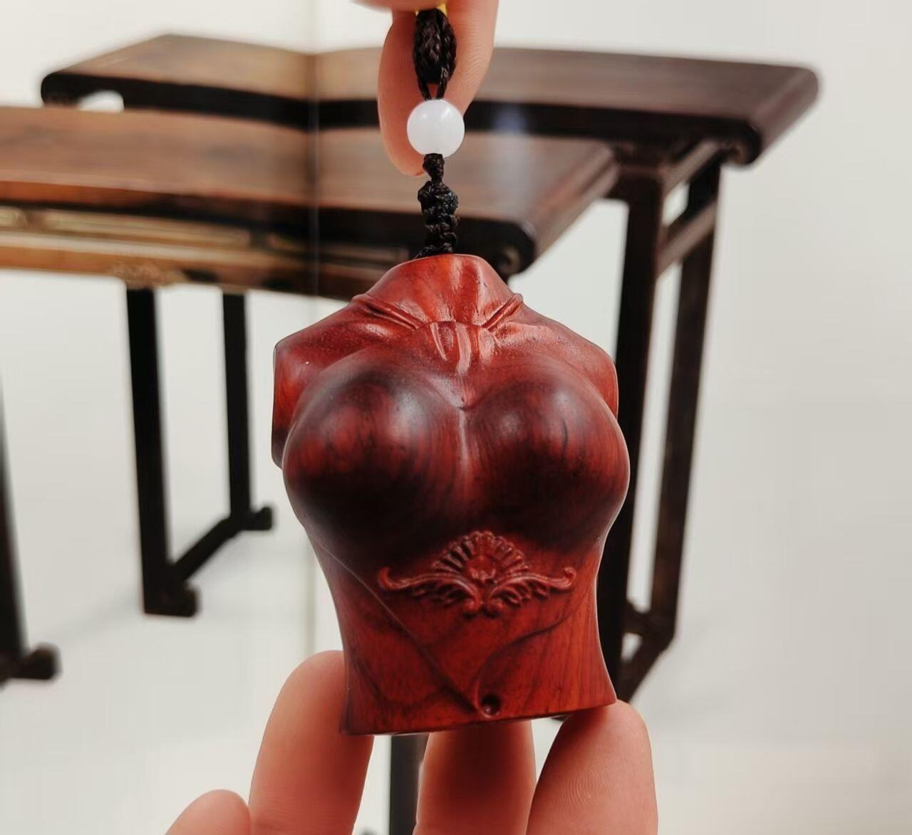 听雨轩（12） 酸枝木雕手把件 逢凶化吉 原木原色无漆实木