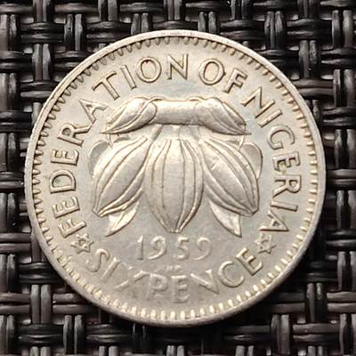 布加迪🐬～世界钱币(上海)🌾第 255 期 /  各国套币和散币 - 英属尼日利亚 1959年 6便士