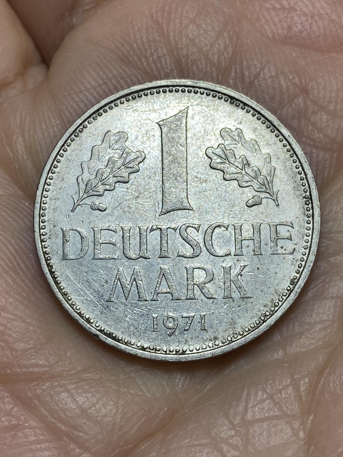 2025年第一百一十九场(总第一百四十五场）外国好品散币(免佣金) 德国🇩🇪1971年1马克(G标，卡尔斯鲁厄造)