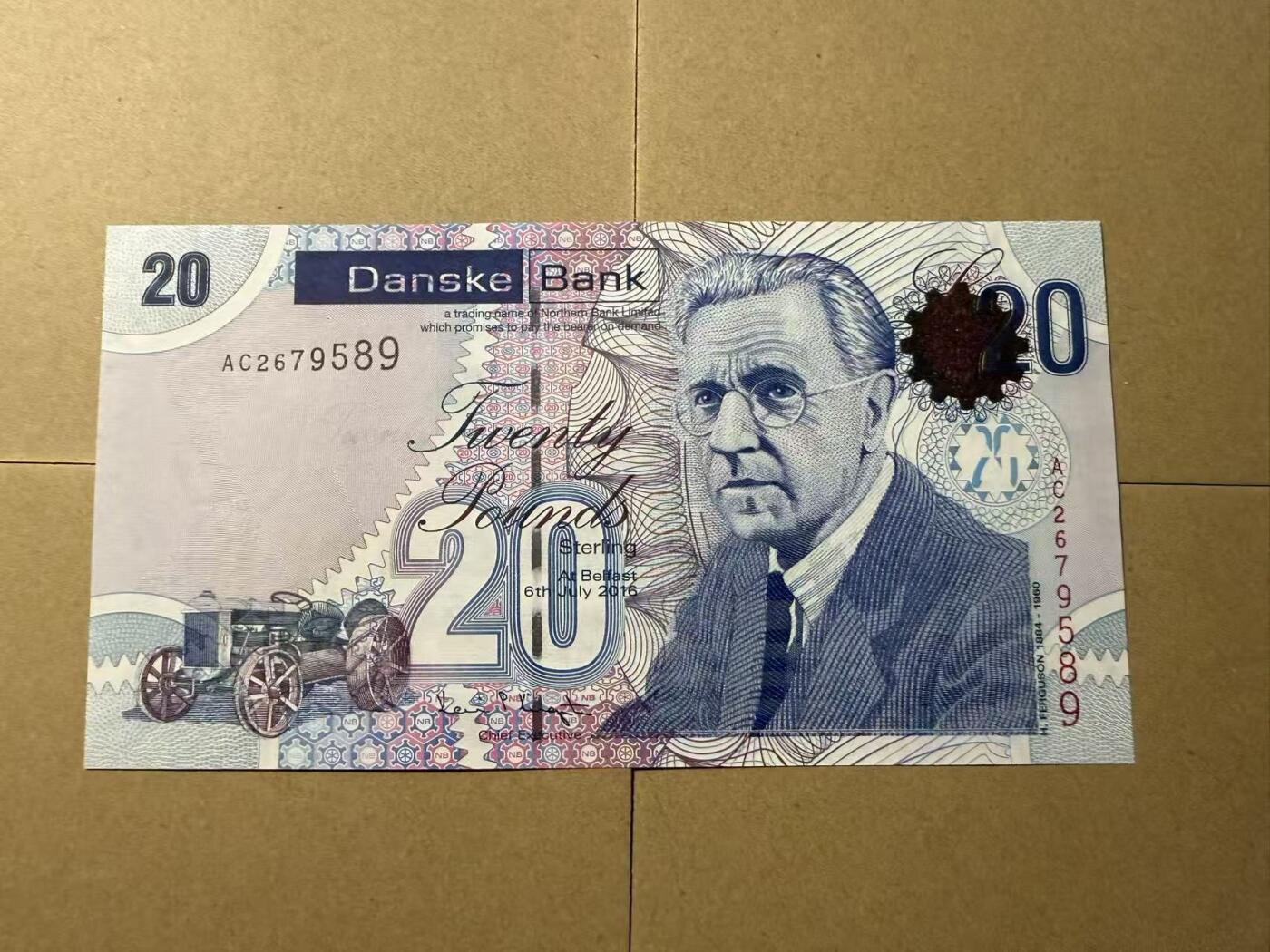 【礼羽收藏】🌏世界钱币拍卖第109期 2016年北爱尔兰20镑丹斯克银行 unc