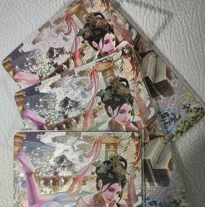 花开卡拍第46期（11月9号周日截拍，品控勿拍!!!拍品不寄存，运费5元，自制卡难免瑕疵，可能存在轻微撞角爆边等出厂瑕疵，品控介意勿拍！） - 燎原卡牌 绝色绘卷 西施 浮雕粗闪，1组3张