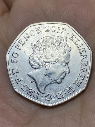2025年第一百一十九场(总第一百四十五场）外国好品散币(免佣金) - 英国🇬🇧2017年50便士(本杰明兔纪念币)