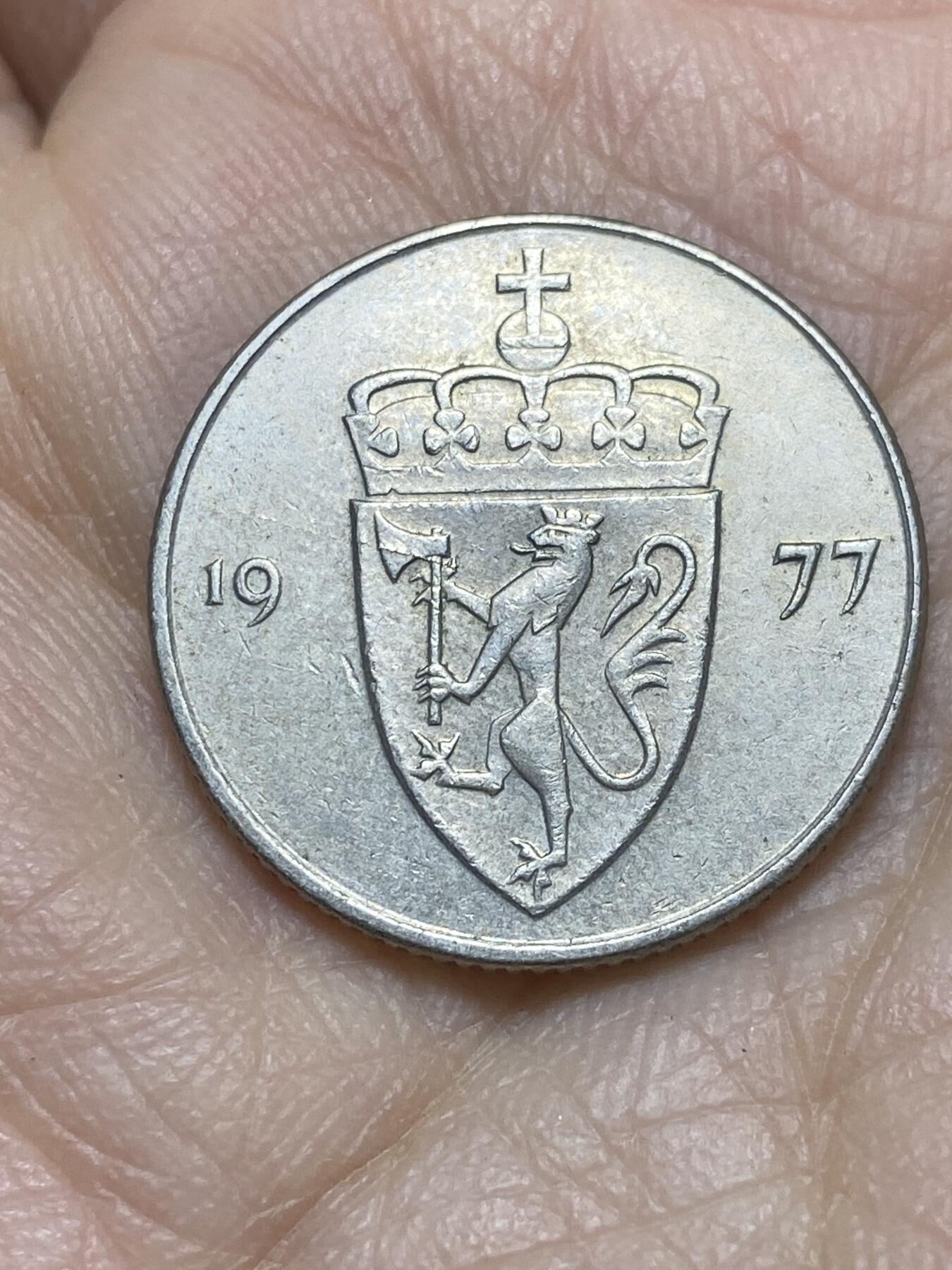 2025年第一百一十九场(总第一百四十五场）外国好品散币(免佣金) 挪威🇳🇴1977年50欧尔(奥拉夫五世时期，AB标)