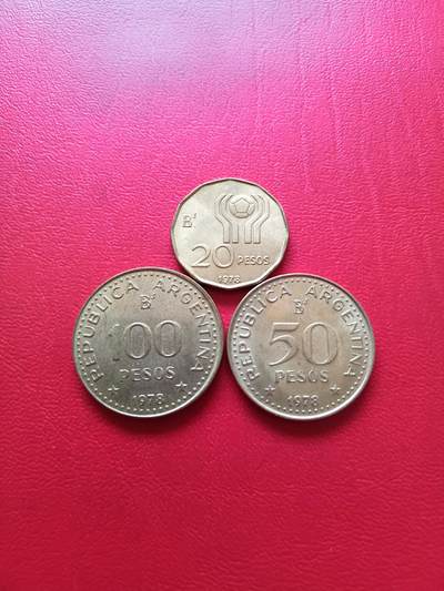 【云涧收藏】第七十五场 - 阿根廷1978年20、50、100比索3枚