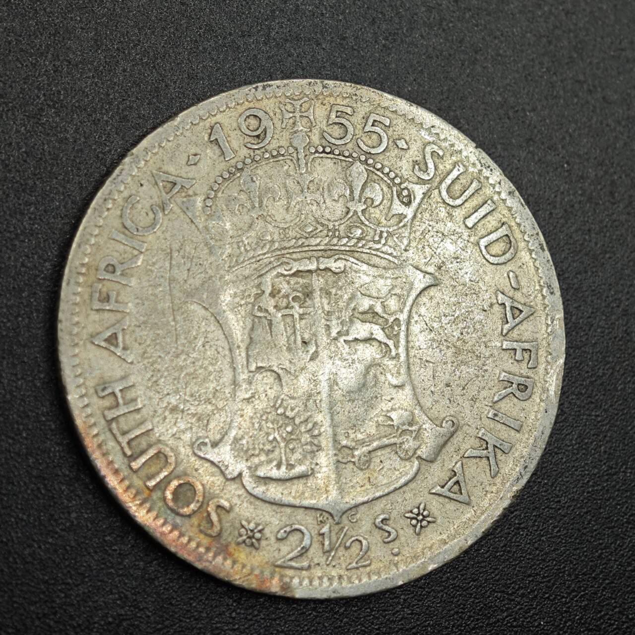 【淘币小摊】限时拍第七百八十拍  小银币场  满百包邮可预留两周  周一统一发货  南非1955年伊丽莎白二世2.5先令银币