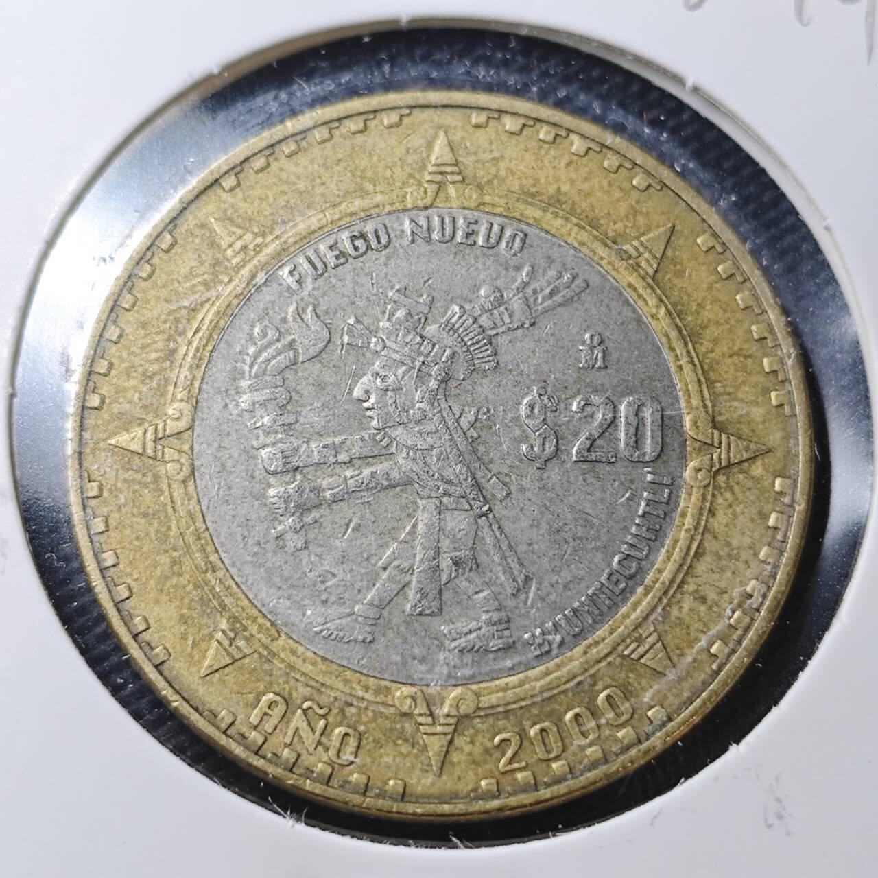 KK钱币收藏小铺  第360场  2月预留时间 周末发货 2000 墨西哥20比索纪念币
