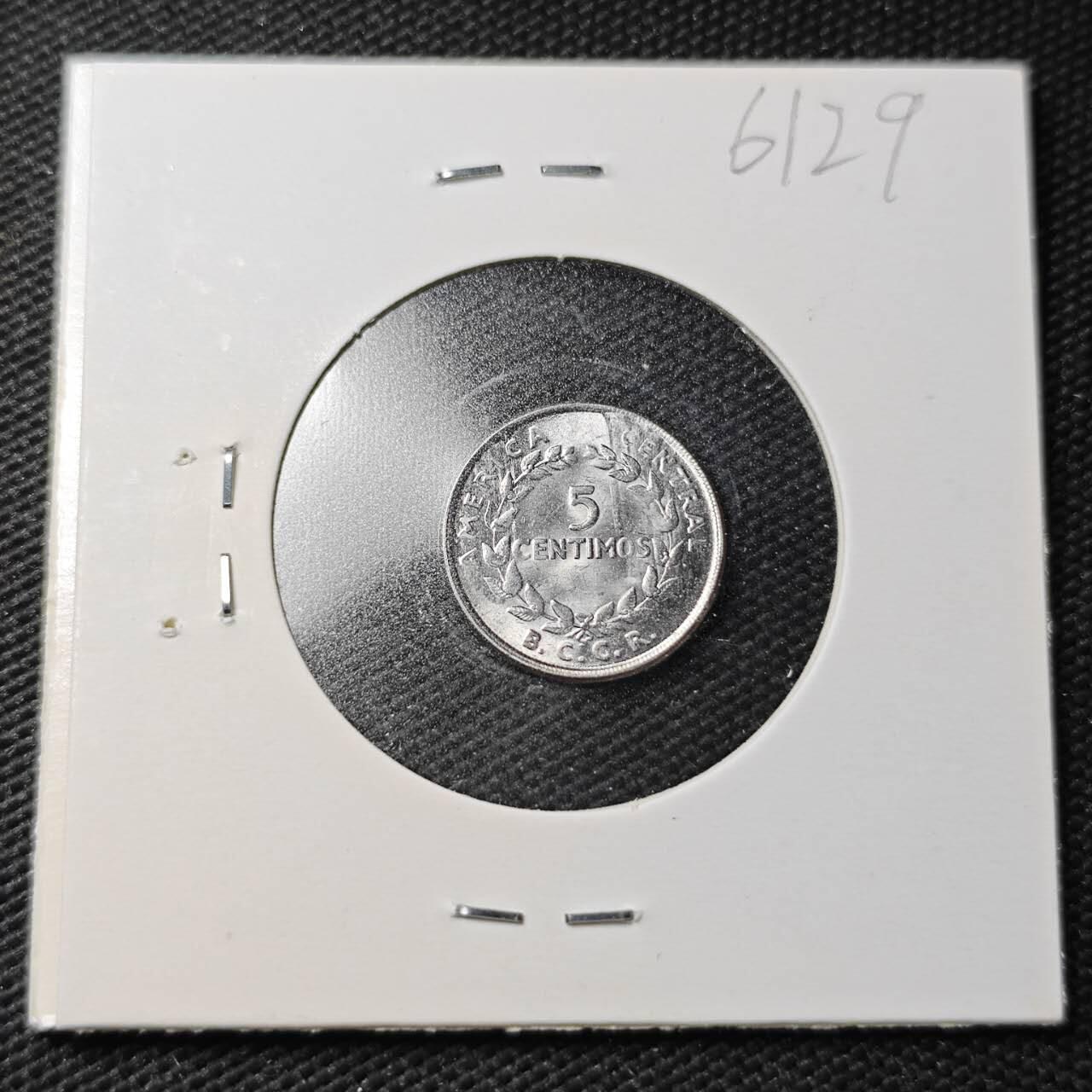 KK钱币收藏小铺  第361场  2月预留时间 周末发货  1967哥斯达黎加5分 拆卷品