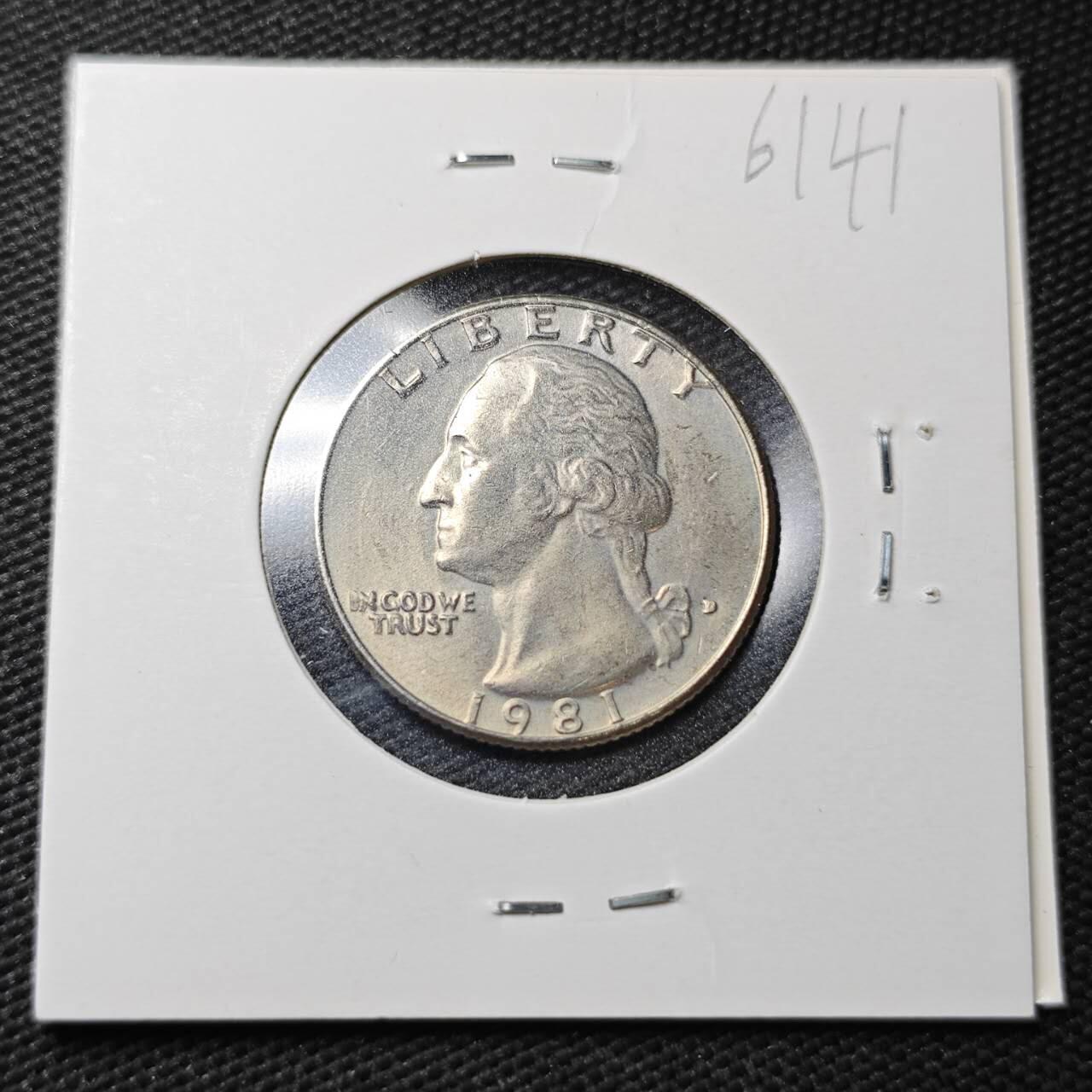 KK钱币收藏小铺  第361场  2月预留时间 周末发货  1981美国25分 好品