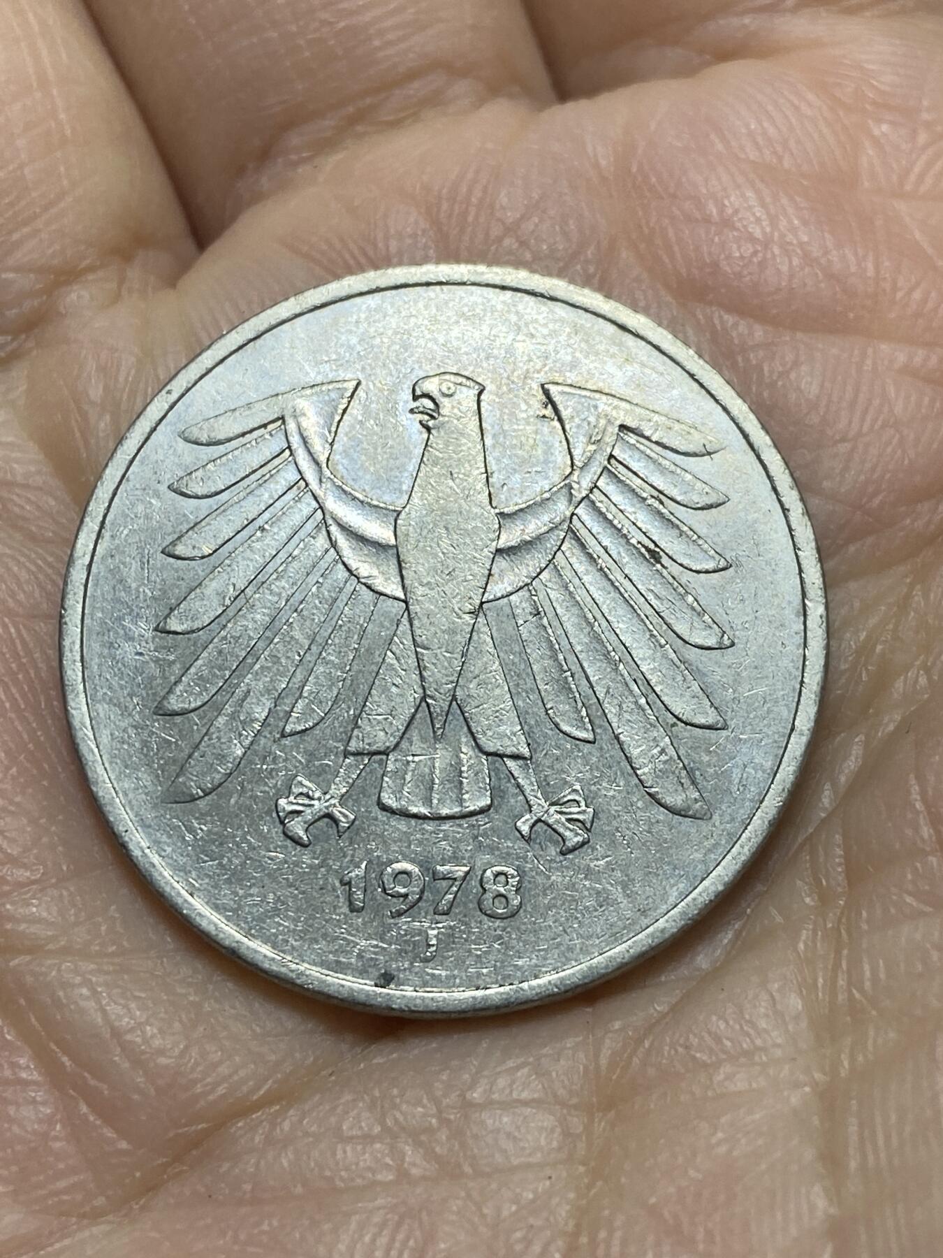 2025年第一百一十九场(总第一百四十五场）外国好品散币(免佣金) 德国🇩🇪1978年5马克(J标，汉堡造)