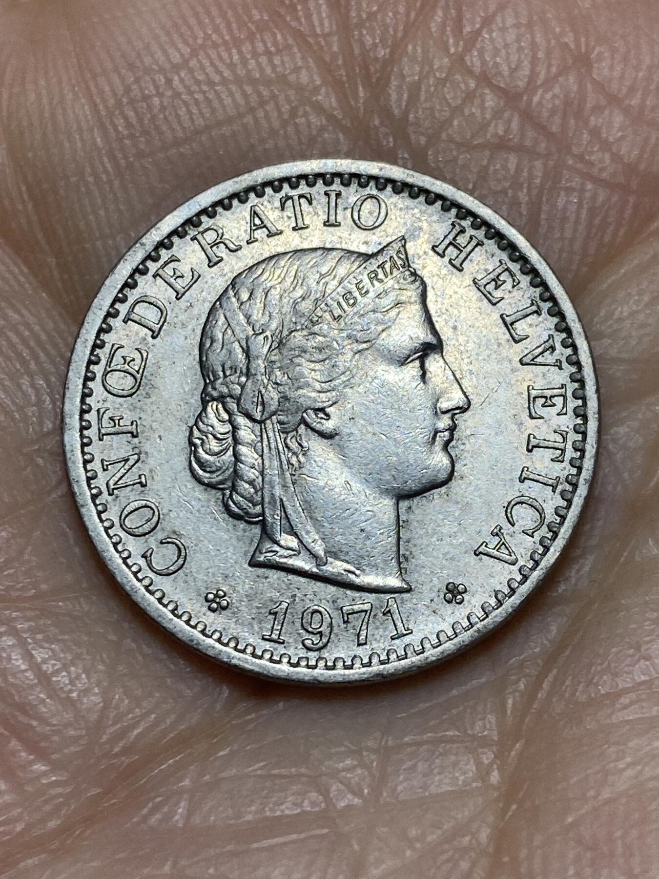 2025年第一百一十九场(总第一百四十五场）外国好品散币(免佣金) 瑞士🇨🇭1971年20分(无标版)