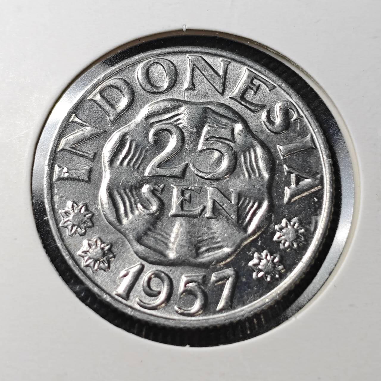 KK钱币收藏小铺  第361场  2月预留时间 周末发货  1967印度尼西亚25仙 好品