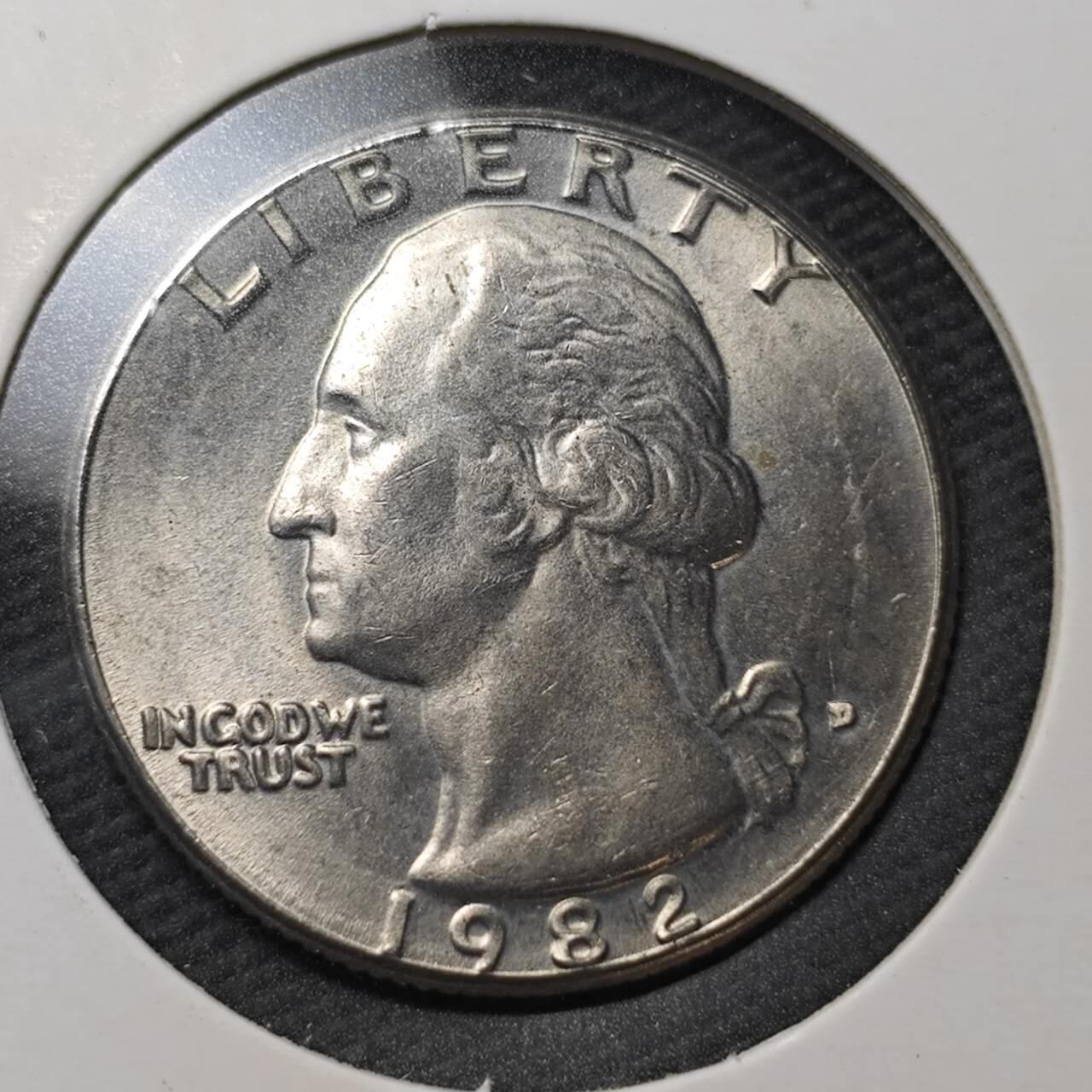 KK钱币收藏小铺  第361场  2月预留时间 周末发货  1982美国25分 好品
