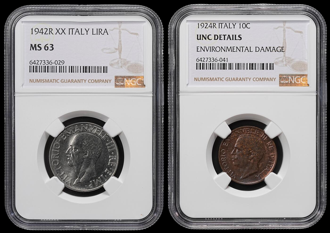 修遠堂世界钱币第九十一期 NGC评级 意大利旧钱币2枚