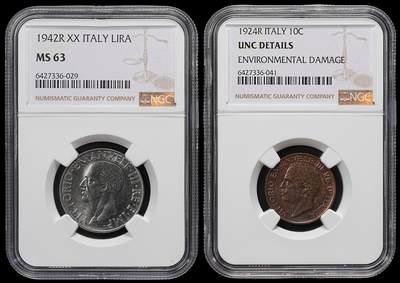 修遠堂世界钱币第九十一期 - NGC评级 意大利旧钱币2枚