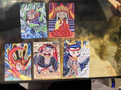 龙虎卡牌第六一场 （无佣金，单场满200元包邮，欢迎送拍） - 粗闪5张全 山河潮玩  西游记  天空-师徒五人一套