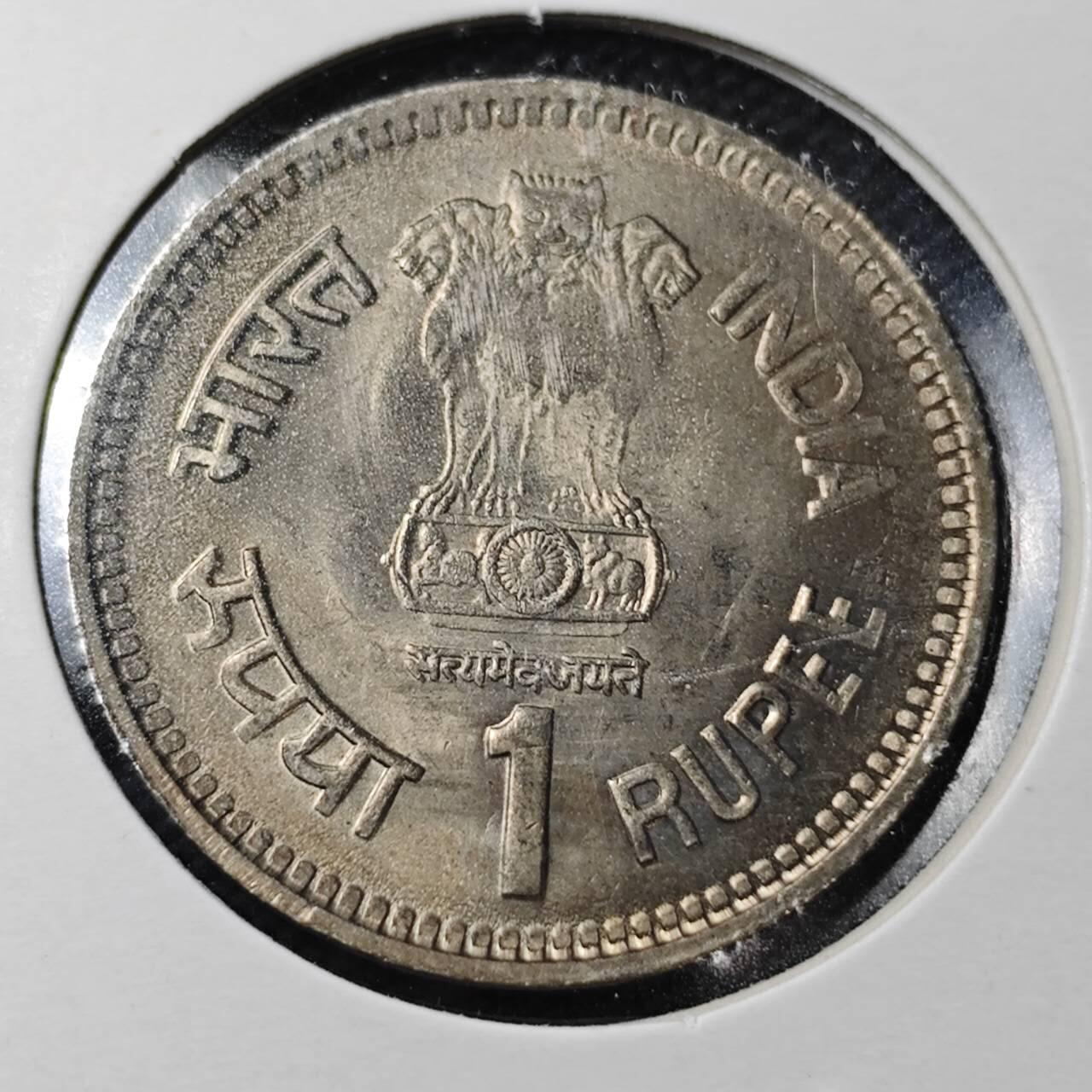 KK钱币收藏小铺  第361场  2月预留时间 周末发货  印度1卢比纪念币 好品