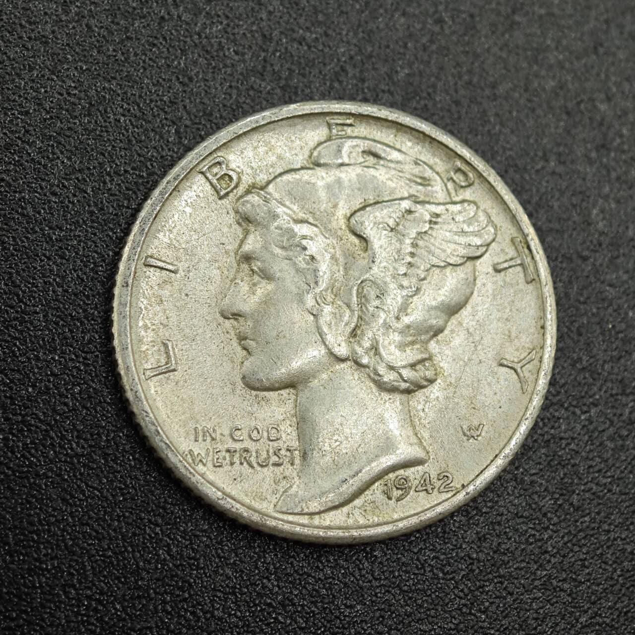 【淘币小摊】限时拍第七百八十拍  小银币场  满百包邮可预留两周  周一统一发货  美国1942年小飞人10分银币