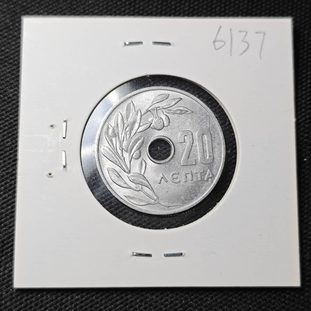 KK钱币收藏小铺  第361场  2月预留时间 周末发货  1964希腊20雷普塔 好品