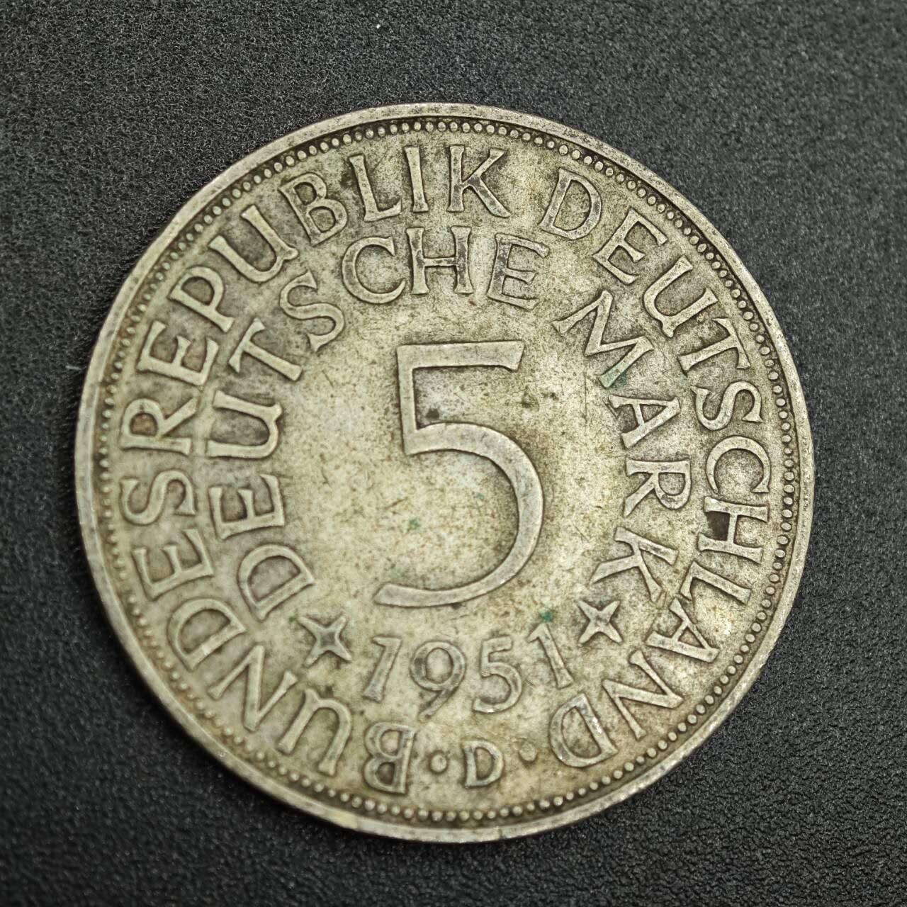 【淘币小摊】限时拍第七百八十拍  小银币场  满百包邮可预留两周  周一统一发货  德国1951年5马克银币