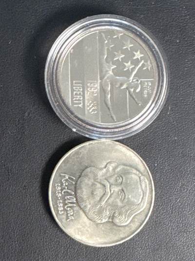 ❤️【币观天下】❤️ 第329期钱币拍卖- 2025.10.31周五晚上6点半场-长期征集拍品 - 1992年美国体操运动员半美元精制纪念币+1968年东德马克思10马克纪念币