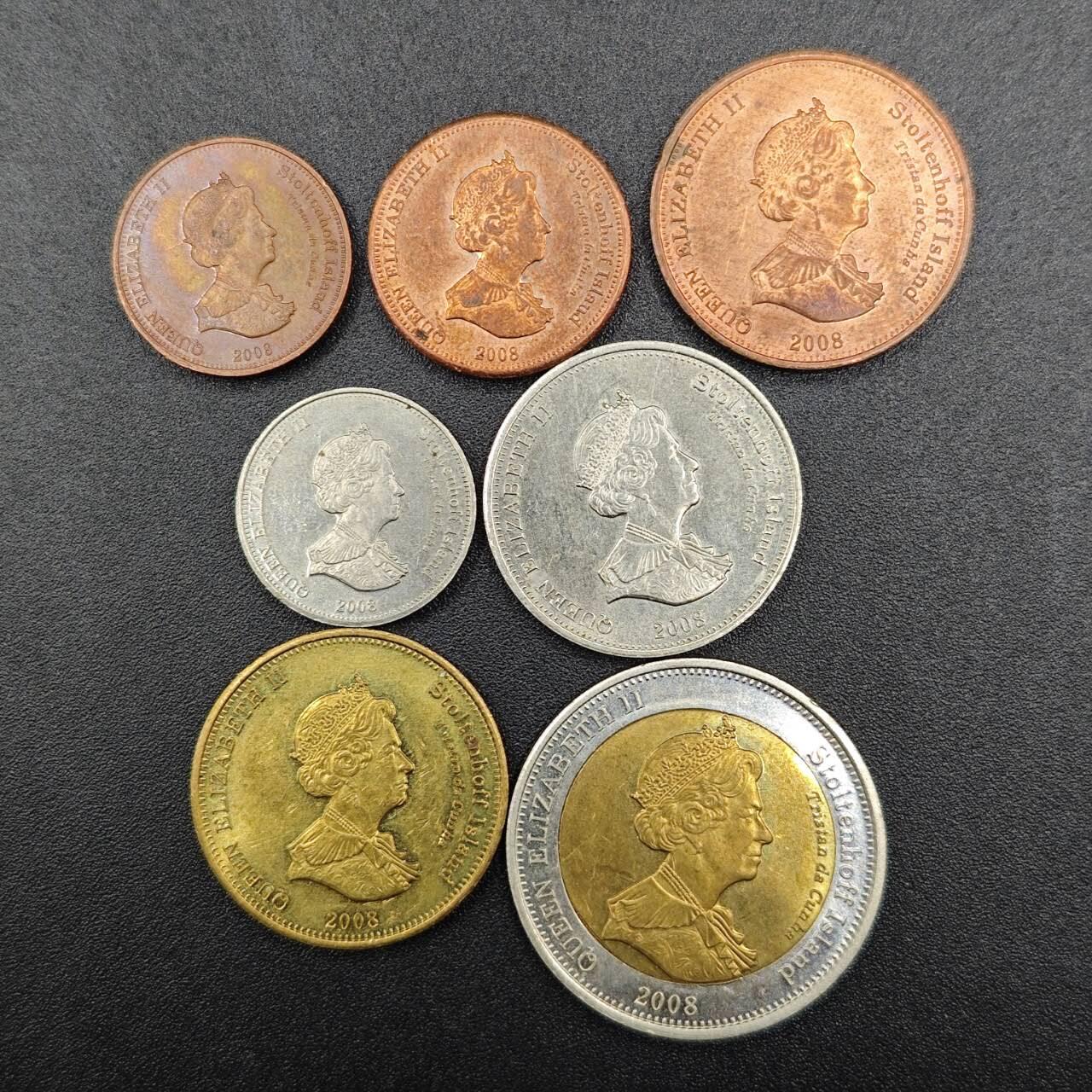 【淘币小摊】实时拍第七百七十九拍   散币场   满百包邮可预留二周 每周一统一发货   斯托顿霍夫群岛2008年7枚套