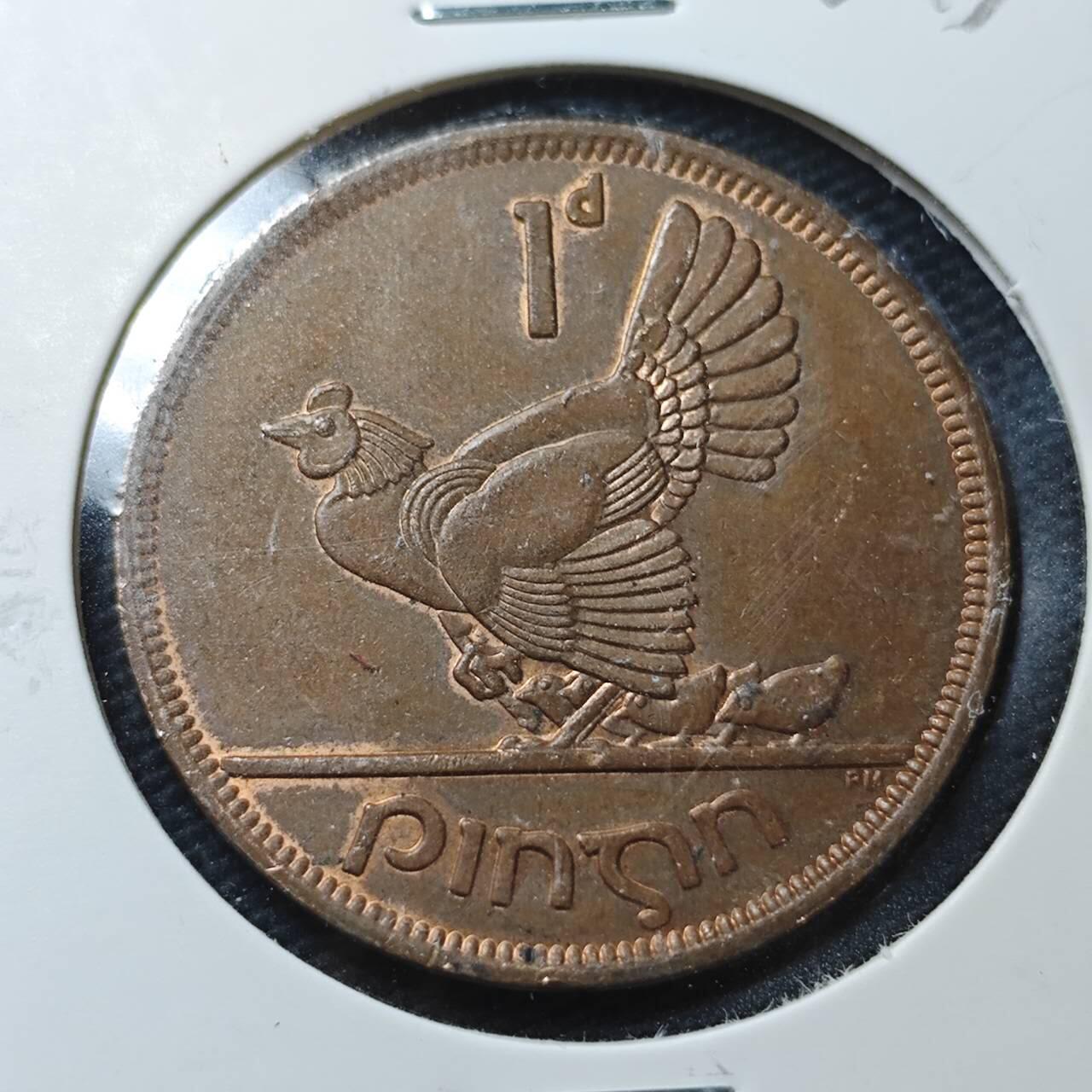 KK钱币收藏小铺  第360场  2月预留时间 周末发货  1968爱尔兰1便士铜币