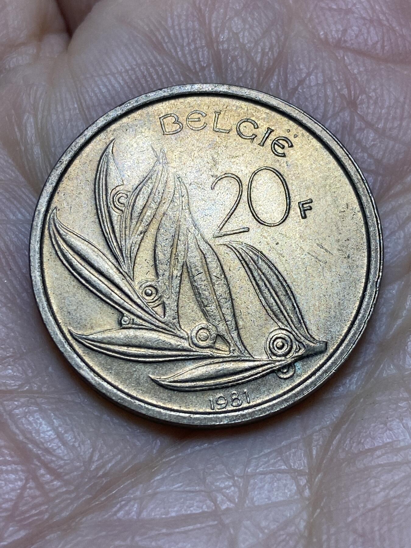 2025年第一百一十九场(总第一百四十五场）外国好品散币(免佣金) 比利时🇧🇪1981年20法郎(博杜安一世，荷语版)