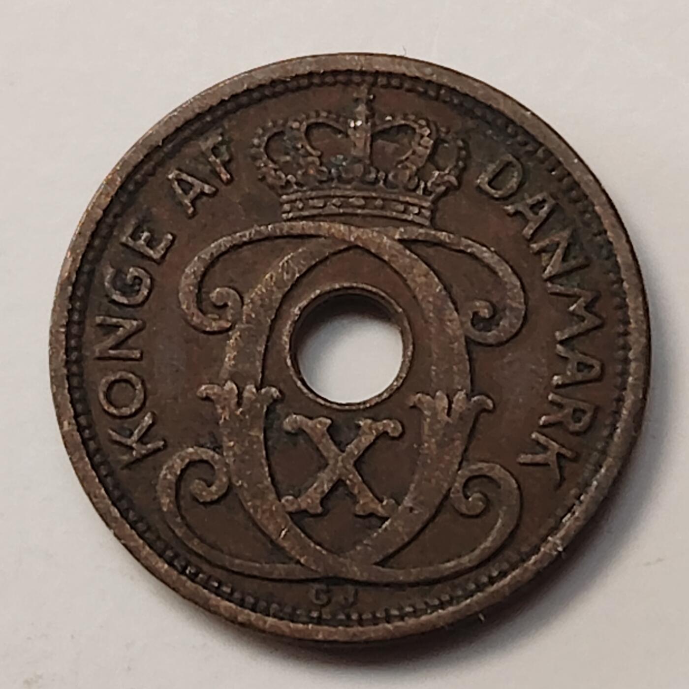 布加迪🐬～世界钱币(上海)🌾第 255 期 /  各国套币和散币 丹麦🇩🇰 1928年 1欧尔 16mm