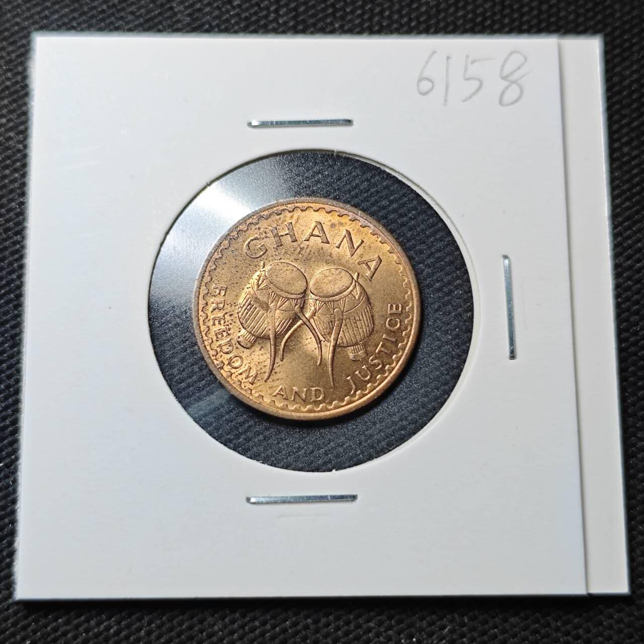 KK钱币收藏小铺  第361场  2月预留时间 周末发货  1967加纳1/2比塞瓦铜币 好品