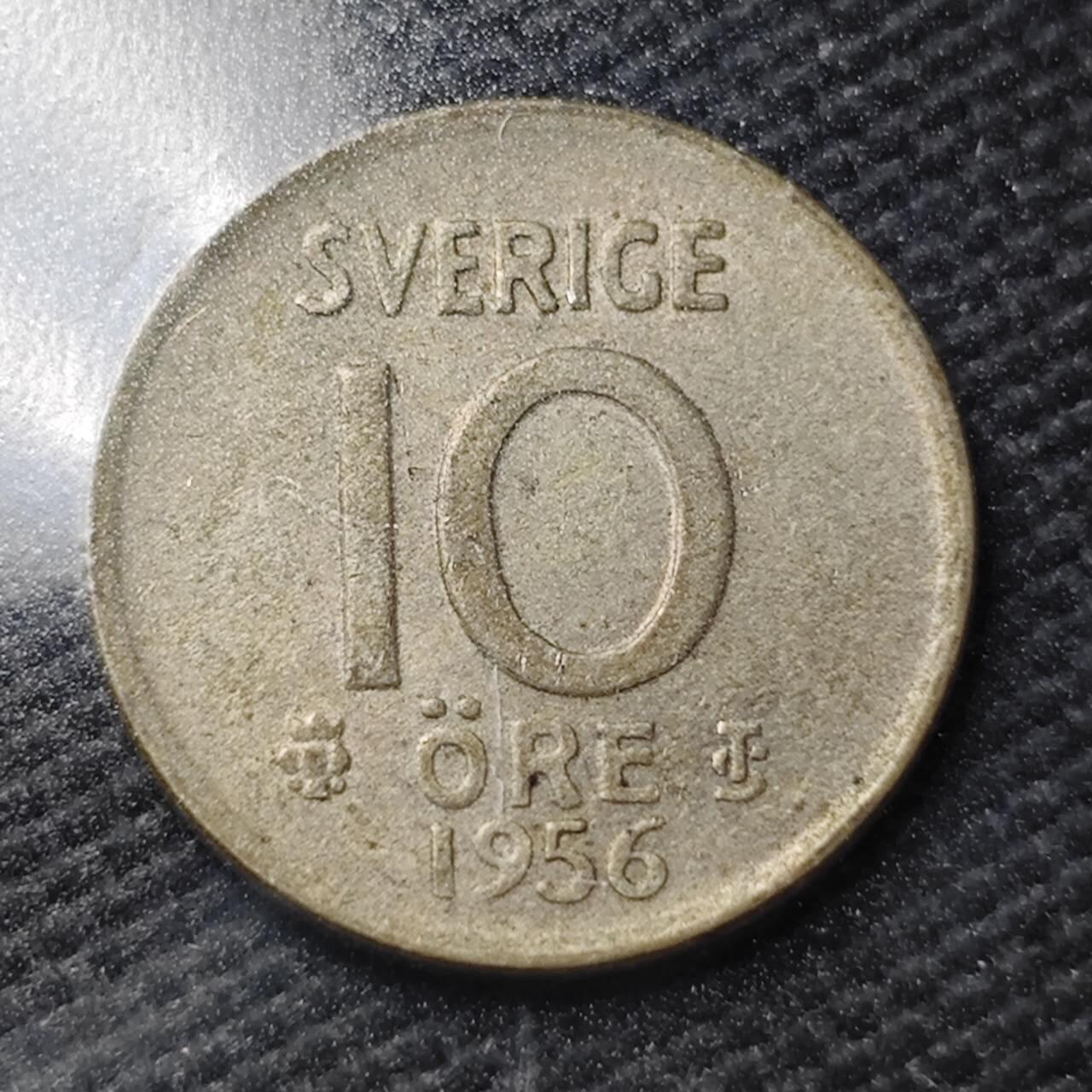 KK钱币收藏小铺  第361场  2月预留时间 周末发货  1956瑞典10欧尔银币