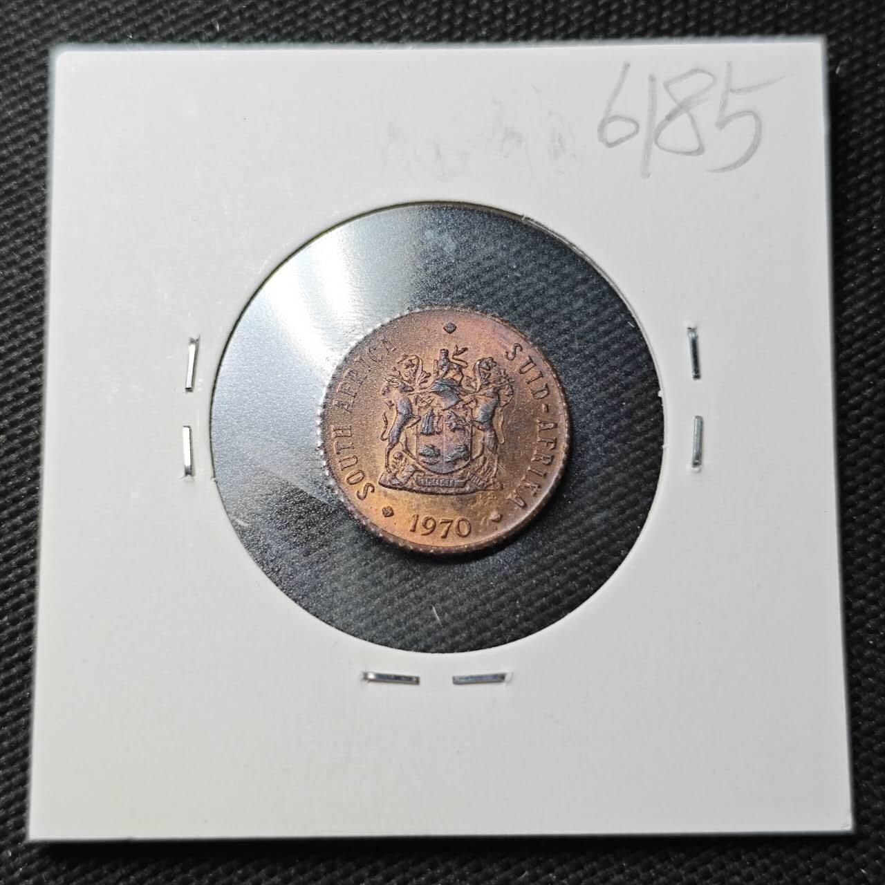 KK钱币收藏小铺  第361场  2月预留时间 周末发货  1970南非1/2分铜币 好品