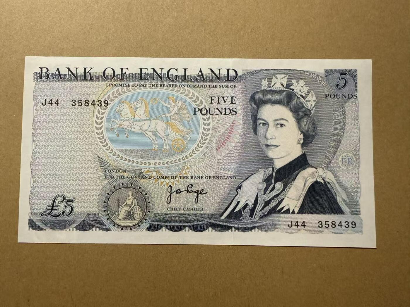 【礼羽收藏】🌏世界钱币拍卖第109期 英国D序 首签无L版 5镑 全新unc 稀少