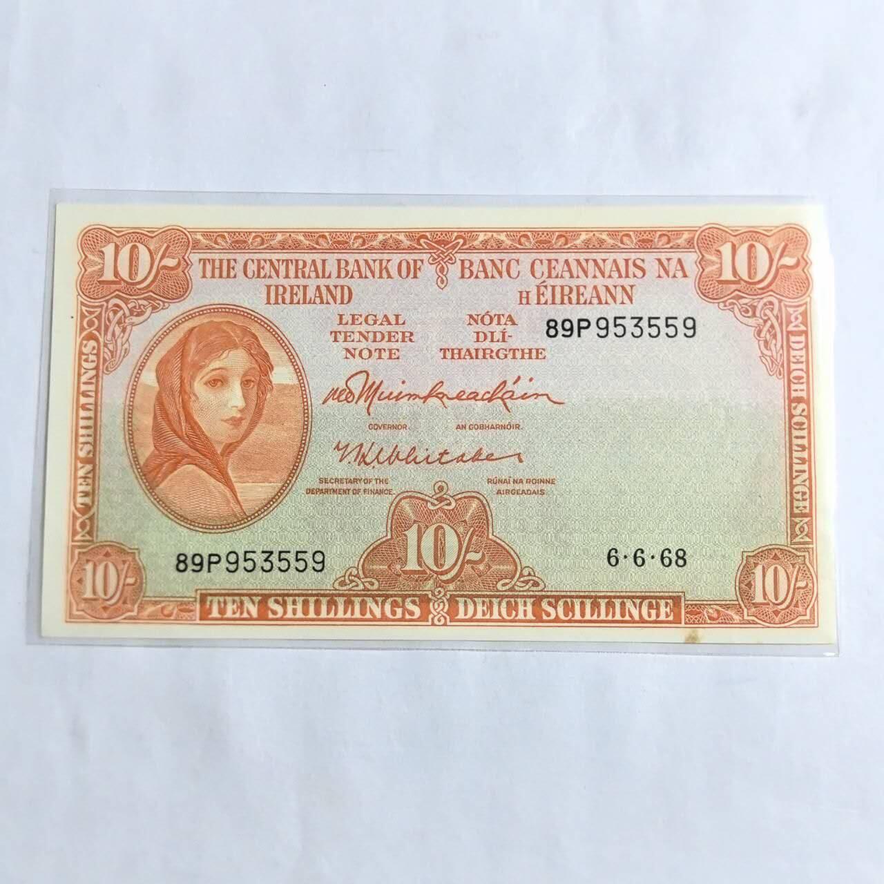 各国外币第96期 品种好大部分全新 爱尔兰10先令A序列 微黄UNC全新