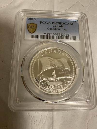 ❤️【币观天下】❤️ 第329期钱币拍卖- 2025.10.31周五晚上6点半场-长期征集拍品 - 2015年加拿大国旗五十周年银币pcgspr70满分💯