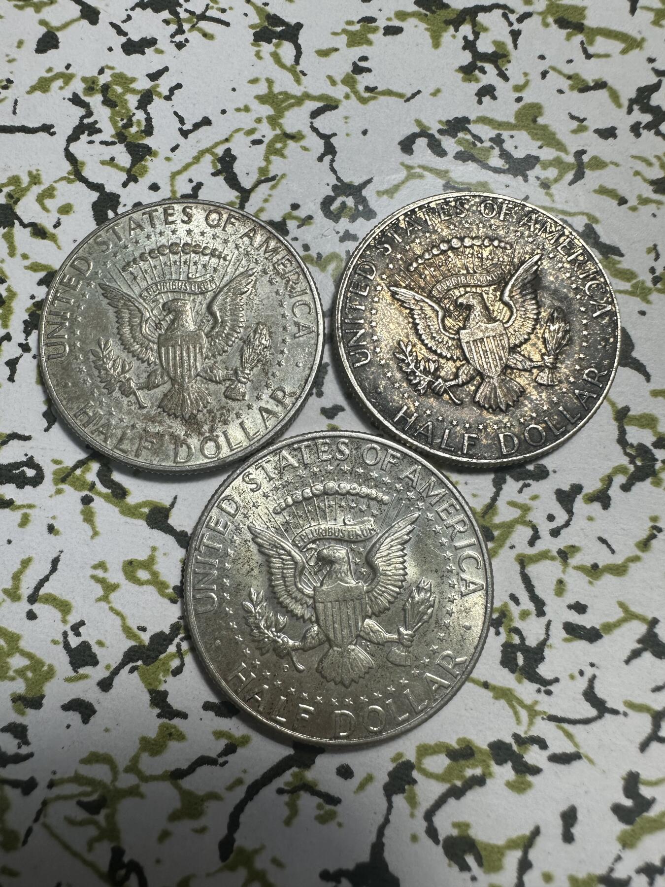 外国钱币，章 美国1964年肯尼迪半元银币3枚，0.9成银，银价330+