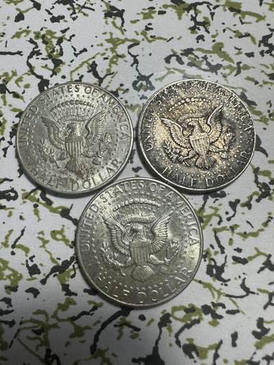 外国钱币，章 美国1964年肯尼迪半元银币3枚，0.9成银，银价330+
