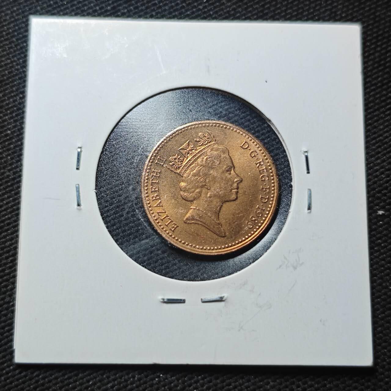 KK钱币收藏小铺  第360场  2月预留时间 周末发货  1989英国1便士铜币 好品