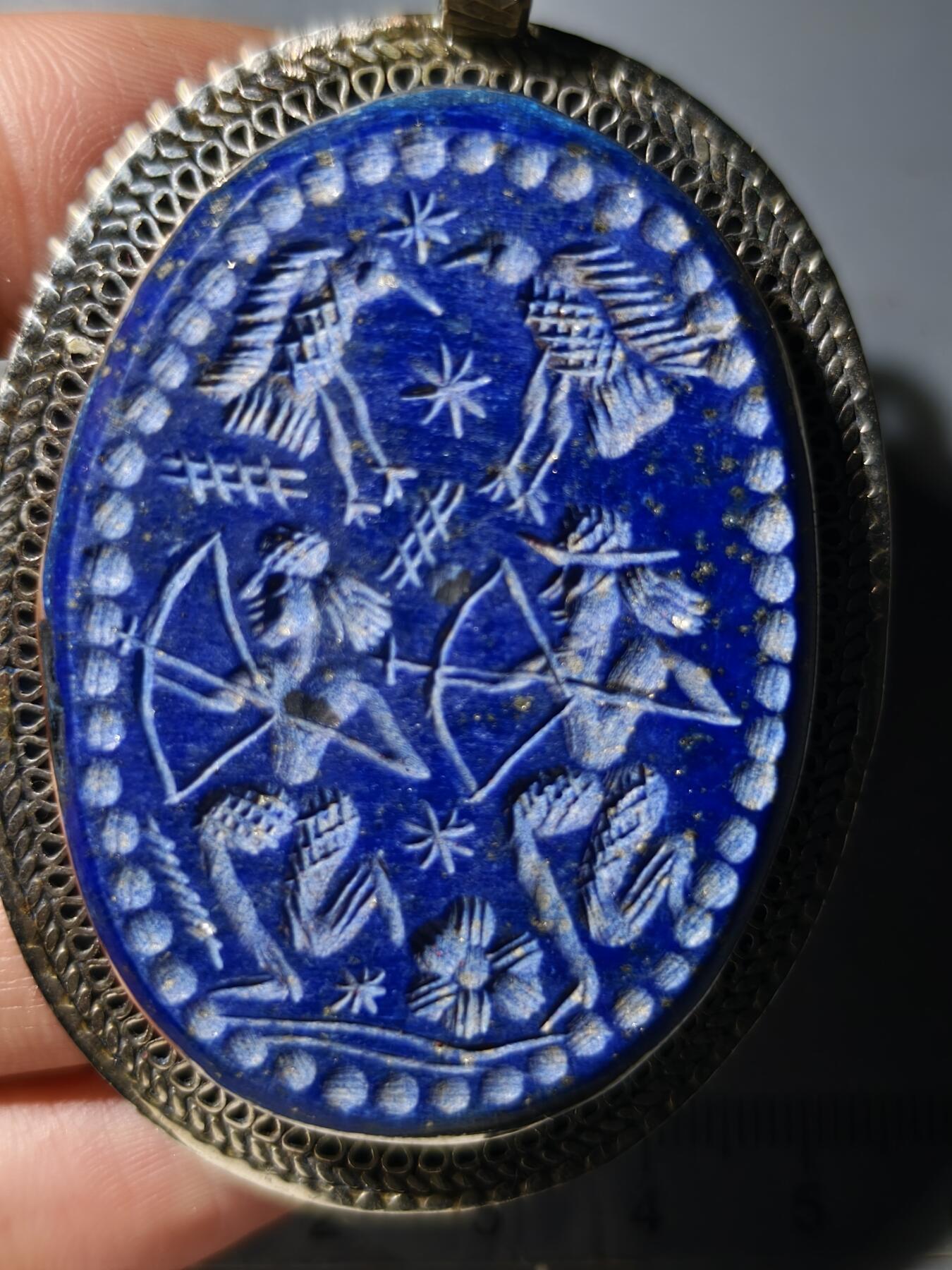 80期回流戒指饰品杂件纪念章丝路钱币专场 中亚回流精工青金石饰品