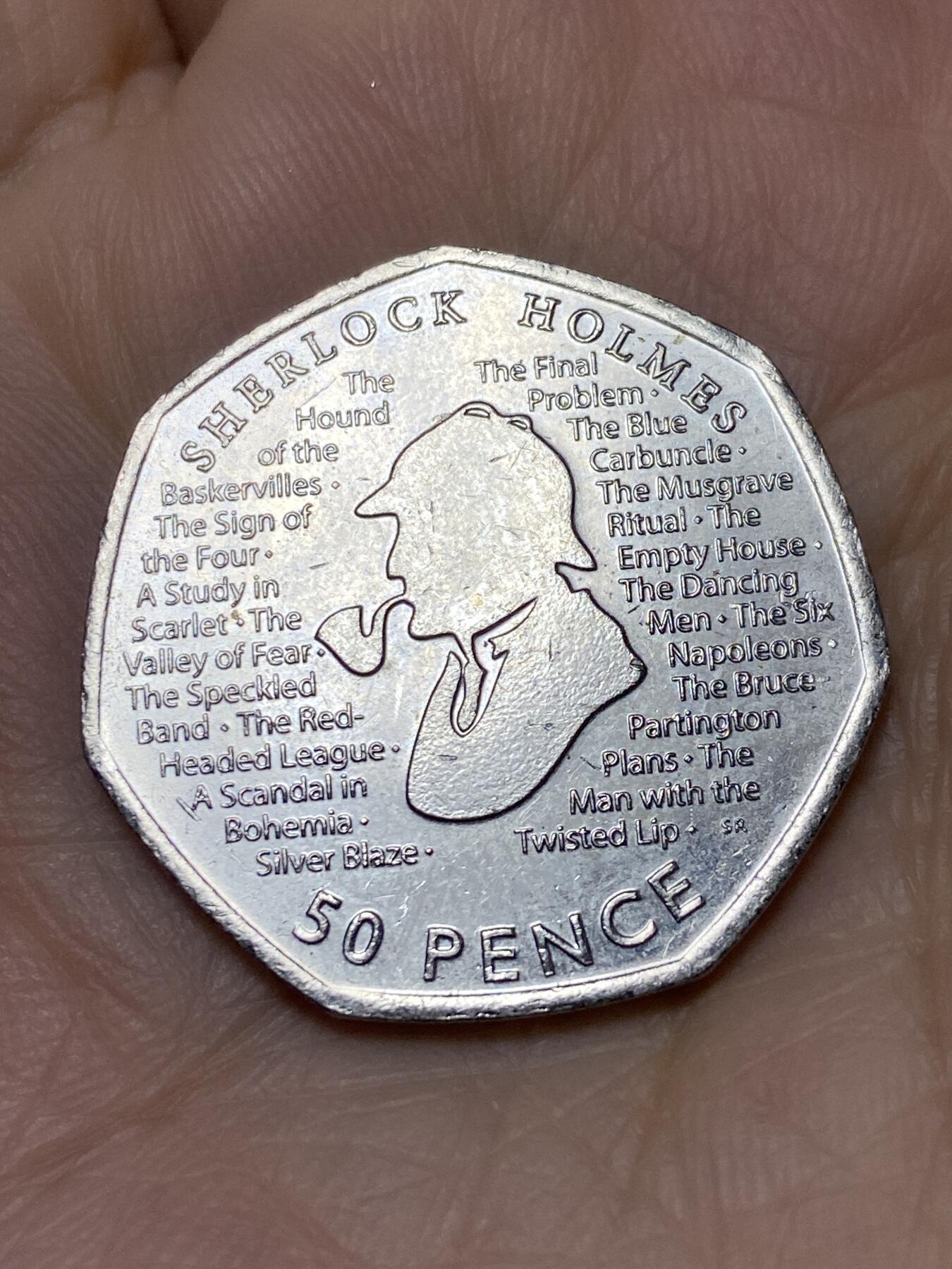 2025年第一百一十九场(总第一百四十五场）外国好品散币(免佣金) 英国🇬🇧2019年50便士(夏洛克·福尔摩斯纪念币)