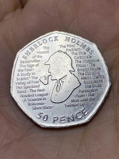 2025年第一百一十九场(总第一百四十五场）外国好品散币(免佣金) - 英国🇬🇧2019年50便士(夏洛克·福尔摩斯纪念币)