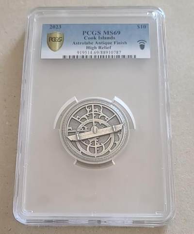 ❤️【币观天下】❤️ 第329期钱币拍卖- 2025.10.31周五晚上6点半场-长期征集拍品 - PCGS库克2023年星盘2盎司银币带证书包装评级币获奖币