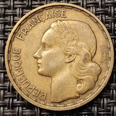 布加迪🐬～世界钱币(上海)🌾第 255 期 /  各国套币和散币 - 法国🇫🇷 1950年 20法郎
