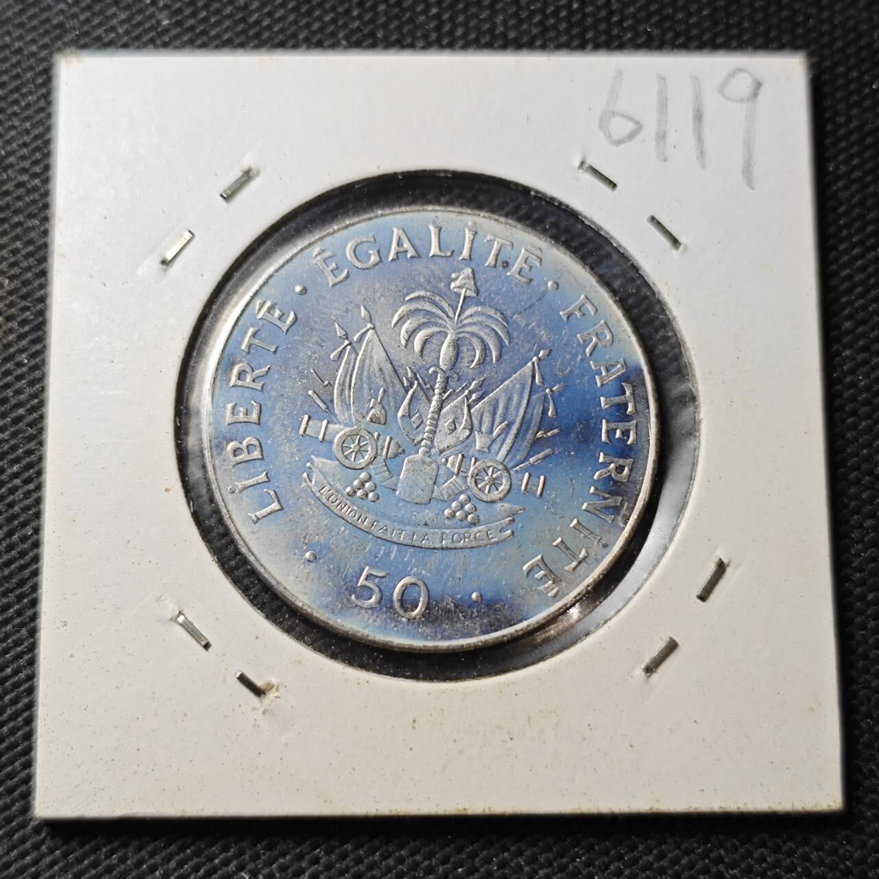 KK钱币收藏小铺  第361场  2月预留时间 周末发货  1995海地50分 好品