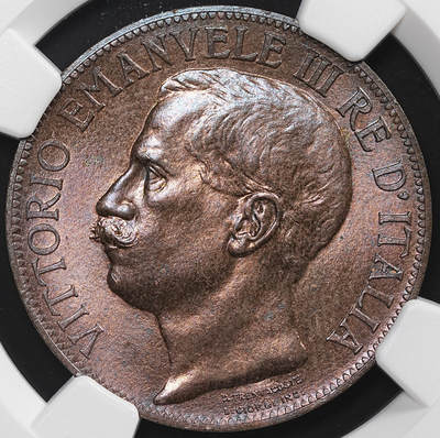 修遠堂世界钱币第九十一期 - NGC MS65RB 1911年意大利王国建国50周年托奶10分铜币