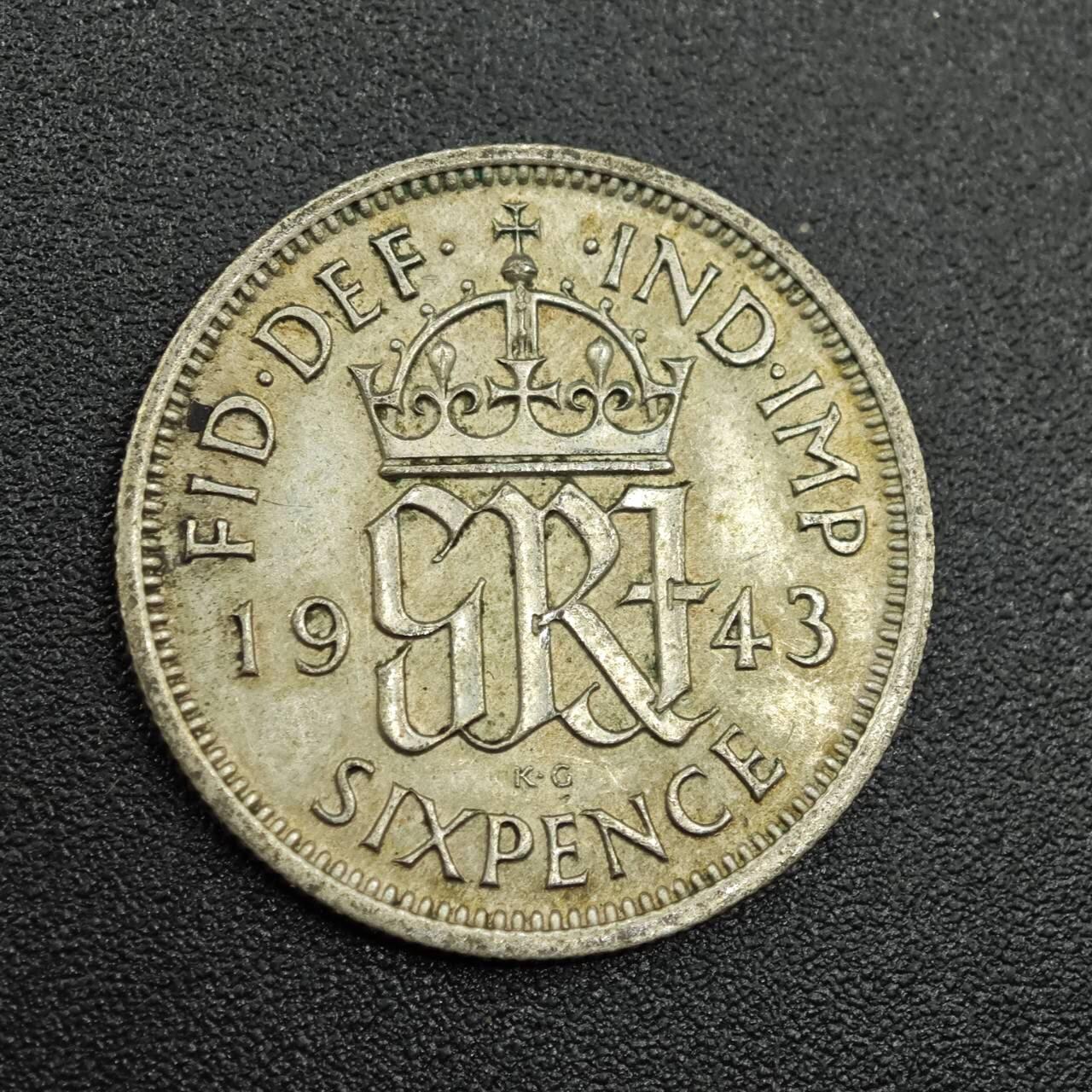 【淘币小摊】限时拍第七百八十拍  小银币场  满百包邮可预留两周  周一统一发货  英国1943年乔治六世6便士银币