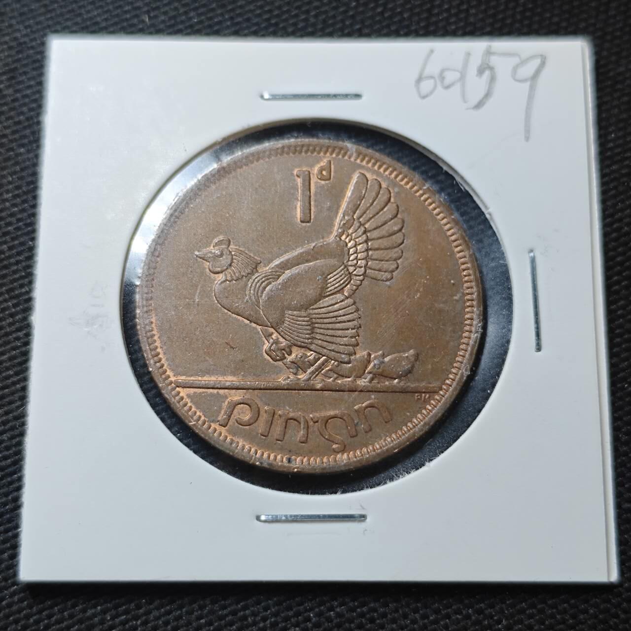 KK钱币收藏小铺  第360场  2月预留时间 周末发货  1968爱尔兰1便士铜币